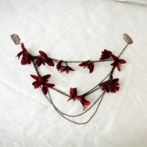 Burgundy Flower Hair Clip